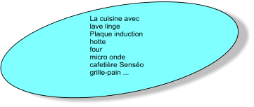 La cuisine avec  lave linge Plaque induction hotte four  micro onde cafetière Senséo grille-pain ...